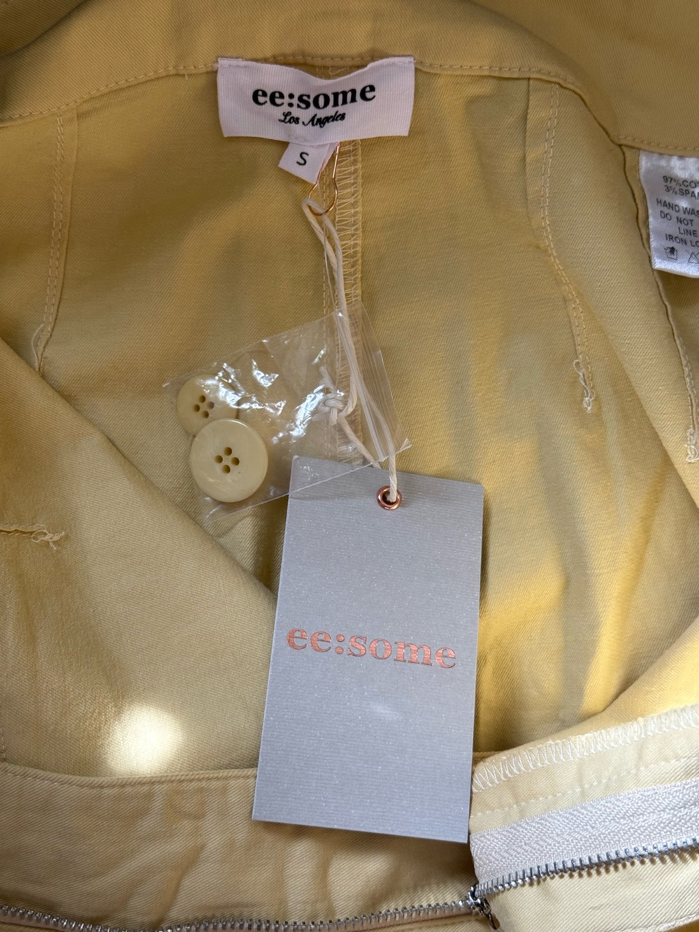 ee:some Perla Floral Straight Leg crop Butter yellow-white scalloped lace NWT - Picture 9 of 9